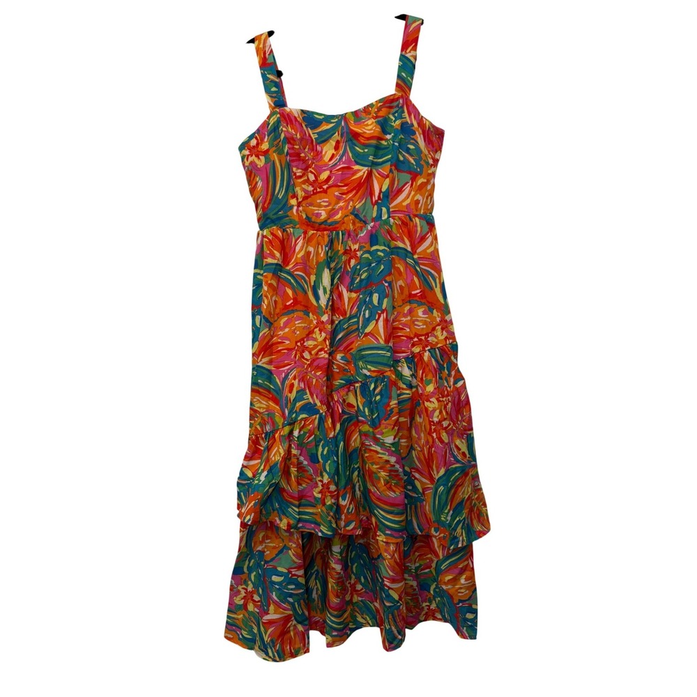 Flying Tomato Baltic Born Tropical Floral Strapless Midi Dress Resortwear Medium